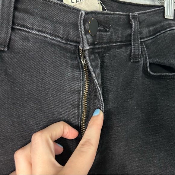 L’Agence Black Button Fly High Rise Raw Hem Straight Leg Jeans - Picture 4 of 7